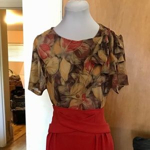 Tatyana Retro-style blouse with shoulder bow detail (size xl)